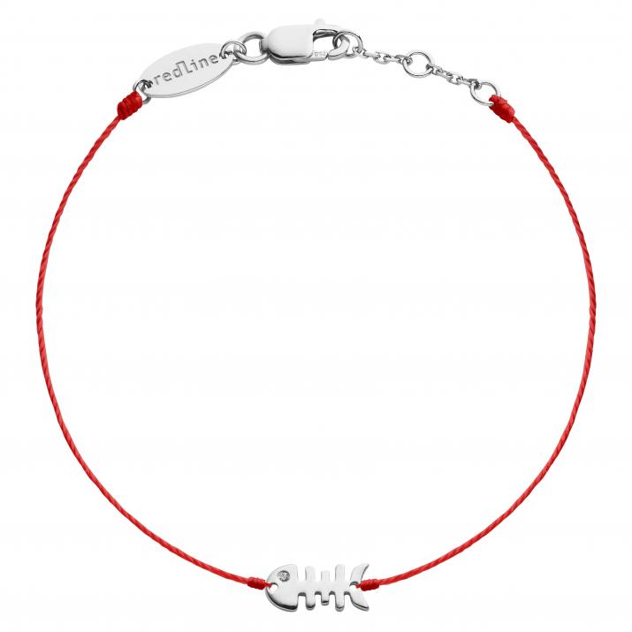 String Bracelet For Women with 0.004ct Round Diamond in White Gold Pavé Setting - Redline - 0++