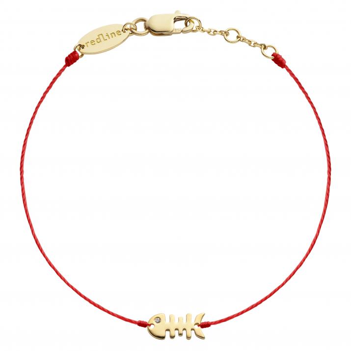 String Bracelet For Women with 0.004ct Round Diamond in Yellow Gold Pavé Setting - Redline