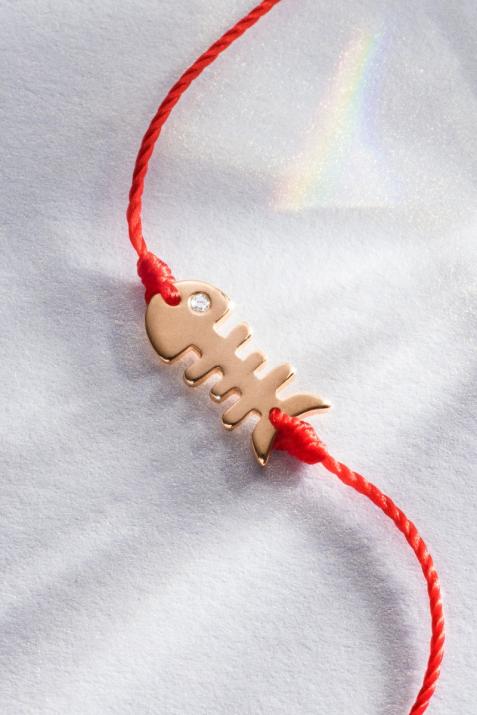 String Bracelet For Women with 0.004ct Round Diamond in Rose Gold Pavé Setting - Redline - 0++