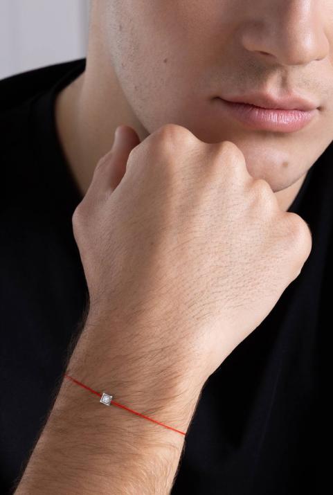 Струнный браслет для мужчин с круглым бриллиантом 0,10 кар в оправе из белого золота - Redline - 0++