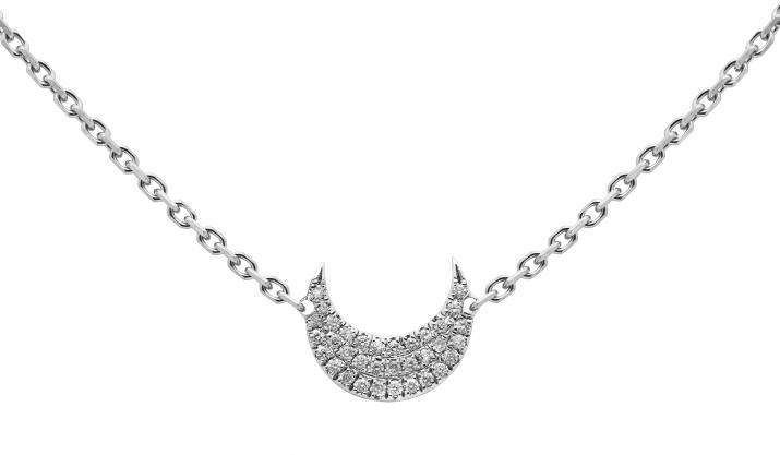 Chain Necklace For Women with 0.09ct Round Diamond in White Gold Pavé Setting - Redline
