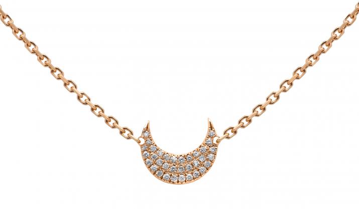Chain Necklace For Women with 0.09ct Round Diamond in Rose Gold Pavé Setting - Redline