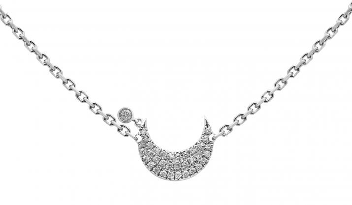 Chain Necklace For Women with 0.12ct Round Diamond in White Gold Pavé Setting - Redline