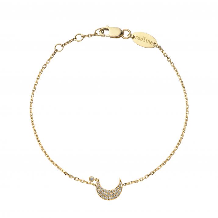 Chain Bracelet For Women with 0.12ct Round Diamond in Yellow Gold Pavé Setting - Redline