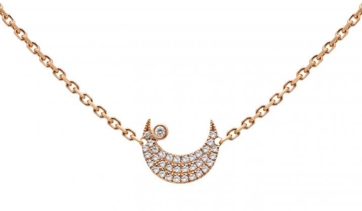 Chain Necklace For Women with 0.12ct Round Diamond in Rose Gold Pavé Setting - Redline
