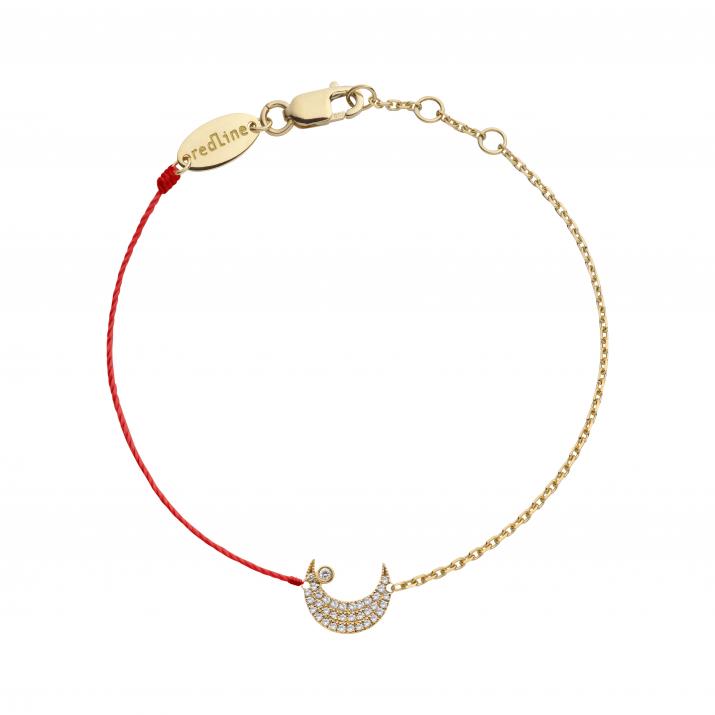 String-Chain Bracelet For Women with 0.12ct Round Diamond in Yellow Gold Pavé Setting - Redline