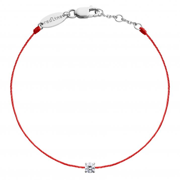 String Bracelet For Women with 0.08ct Round Diamond in White Gold Prong Setting - Redline - 0++