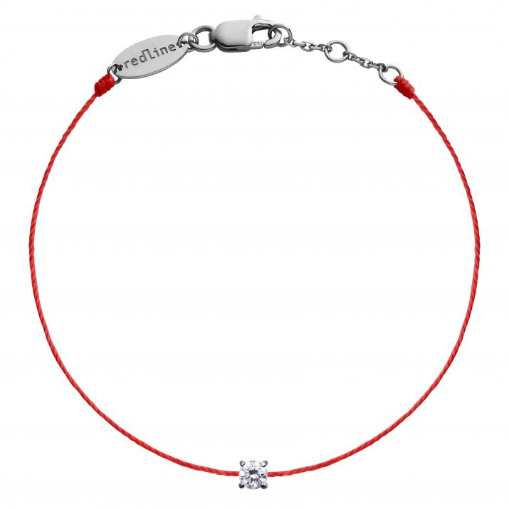 String Bracelet For Women with 0.08ct Round Diamond in Black Gold Prong Setting - Redline - 0++