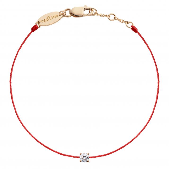 String Bracelet For Women with 0.08ct Round Diamond in Rose Gold Prong Setting - Redline - 0++