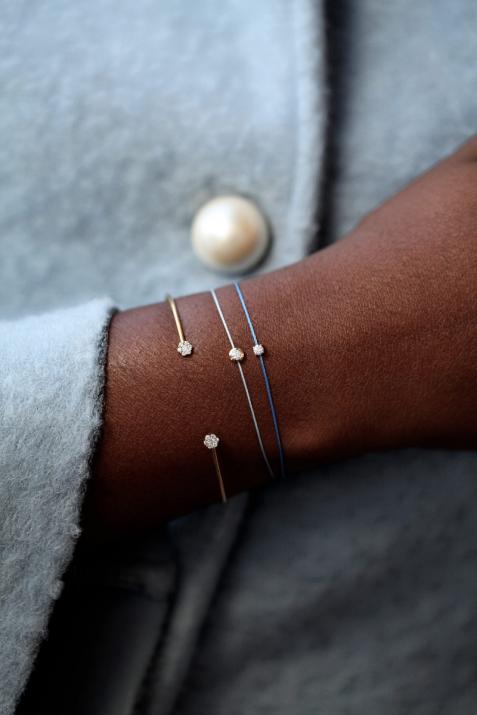 Bangle Bracelet with 0.20ct Round Diamond in Yellow Gold Cluster Setting - Redline - 0++