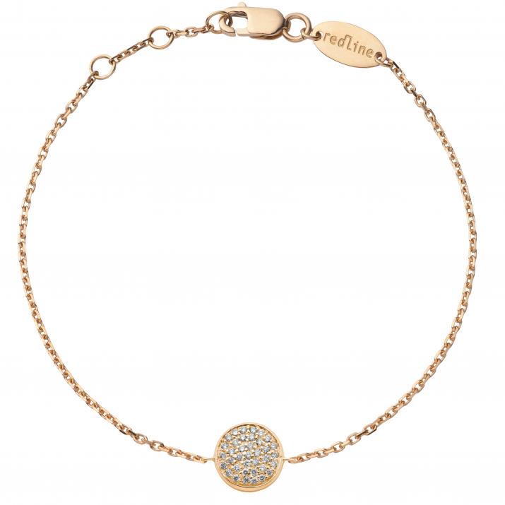 Chain Bracelet For Women with 0.19ct Round Diamond in Rose Gold Pavé Setting - Redline