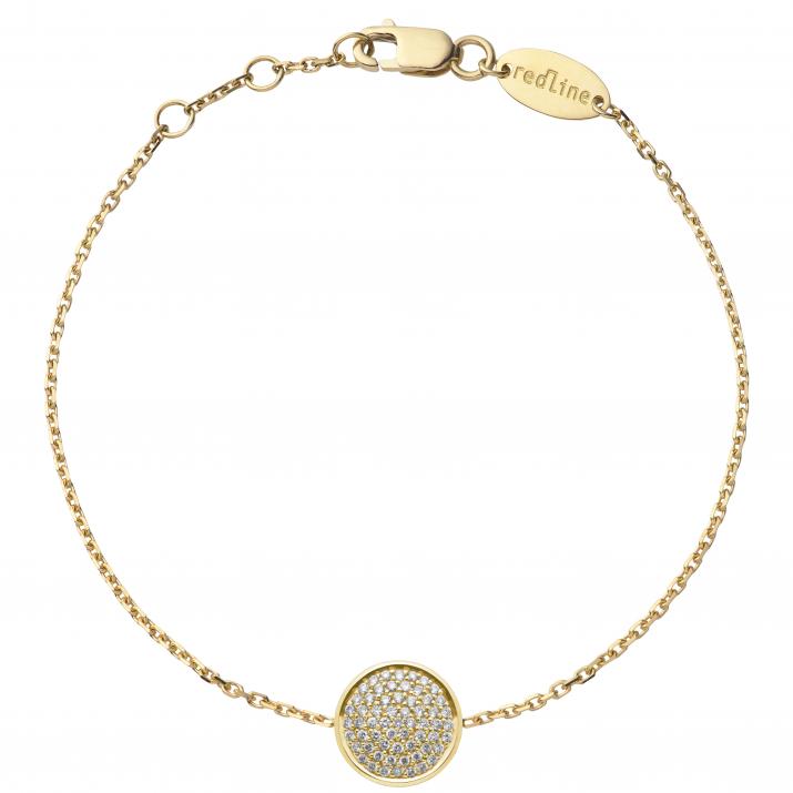 Chain Bracelet For Women with 0.31ct Round Diamond in Yellow Gold Pavé Setting - Redline