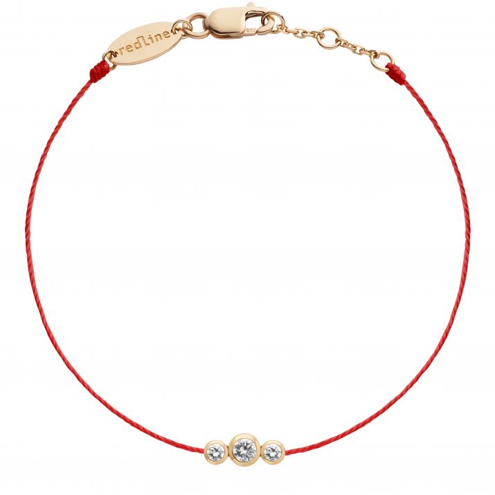 String Bracelet For Women with 0.20ct Round Diamond in Rose Gold Bezel Setting - Redline - 0++
