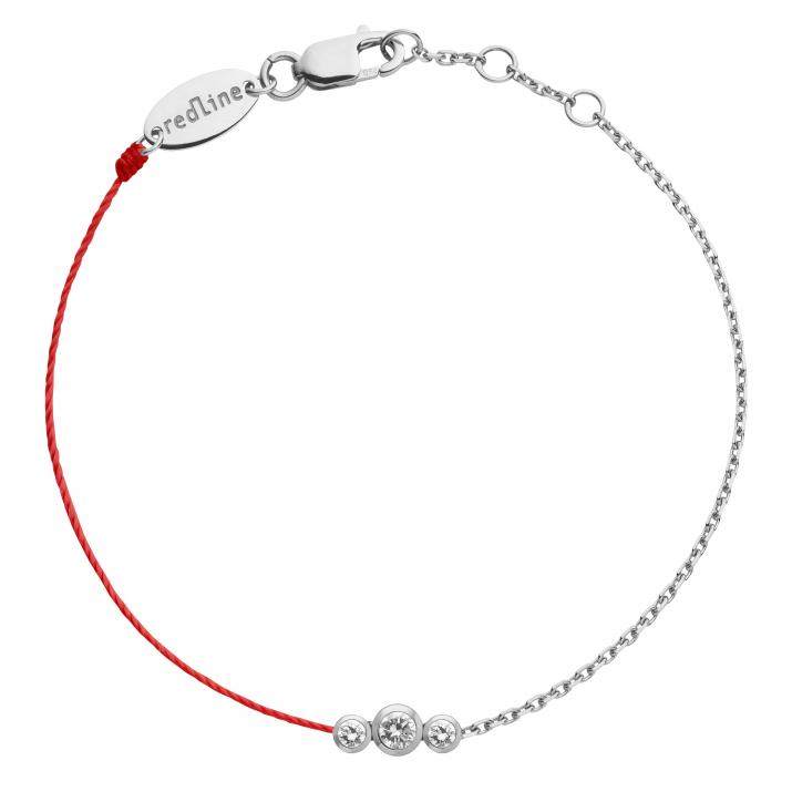 String-Chain Bracelet For Women with 0.20ct Round Diamond in White Gold Bezel Setting - Redline - 0++