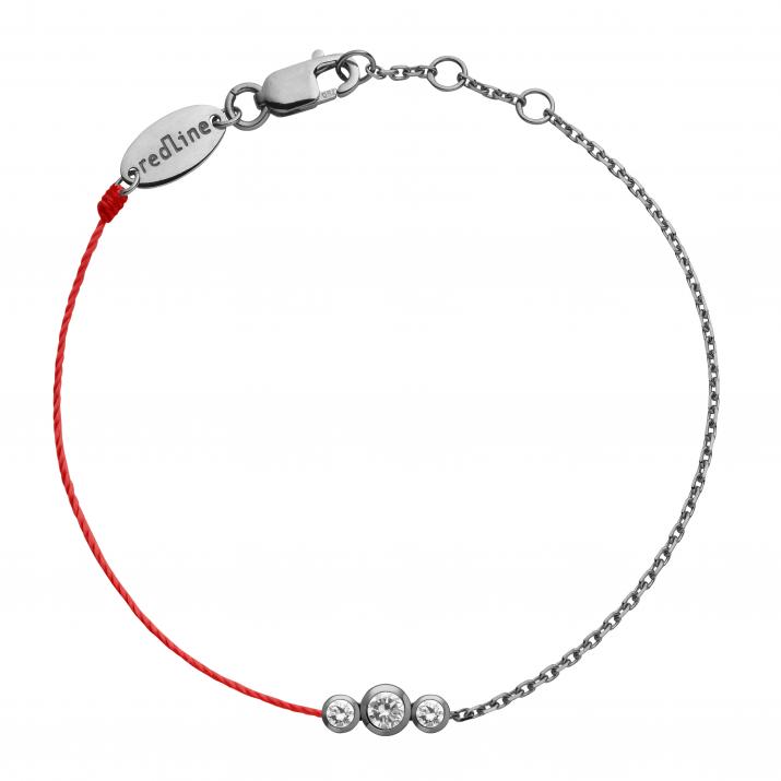 String-Chain Bracelet For Women with 0.20ct Round Diamond in Black Gold Bezel Setting - Redline - 0++