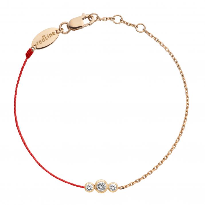 String-Chain Bracelet For Women with 0.20ct Round Diamond in Rose Gold Bezel Setting - Redline - 0++