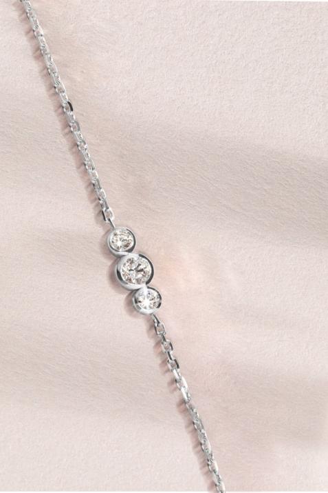 Chain Bracelet For Women with 0.20ct Round Diamond in White Gold Bezel Setting - Redline - 0++
