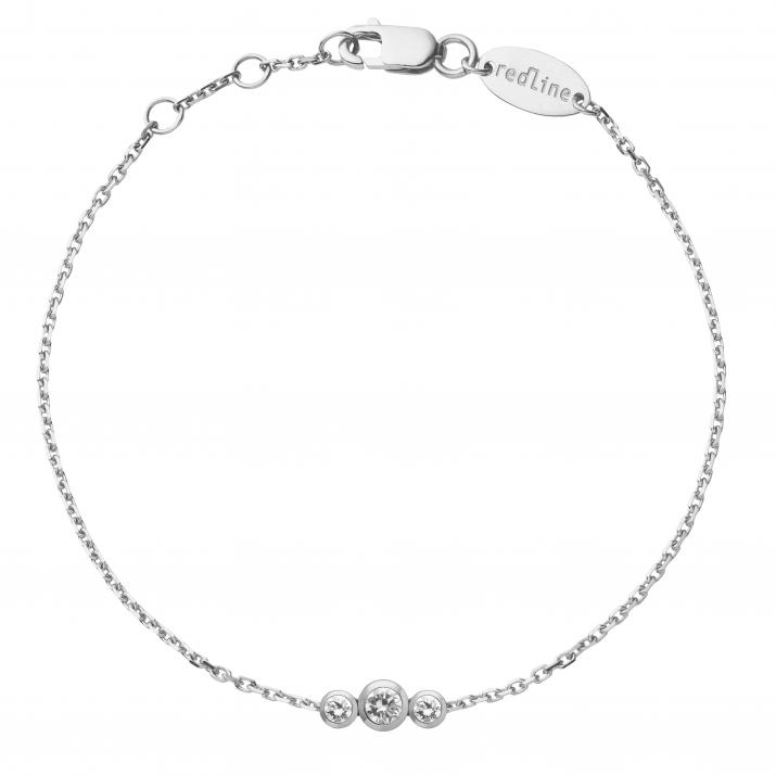 Chain Bracelet For Women with 0.20ct Round Diamond in White Gold Bezel Setting - Redline - 0++