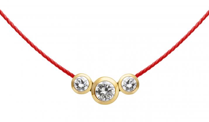 String Necklace For Women with 0.20ct Round Diamond in Yellow Gold Bezel Setting - Redline - 0++
