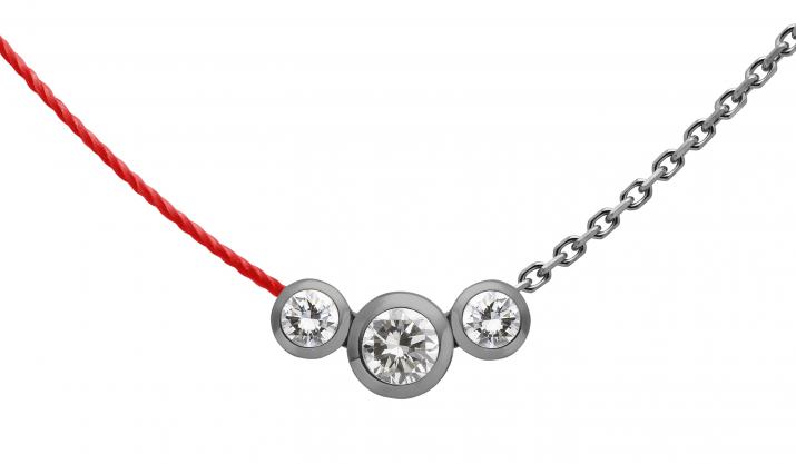 String-Chain Necklace with 0.20ct Round Diamond in Black Gold Bezel Setting - Redline - 0++