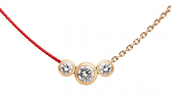 String-Chain Necklace with 0.20ct Round Diamond in Rose Gold Bezel Setting - Redline - 0++