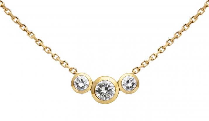 Chain Necklace For Women with 0.20ct Round Diamond in Yellow Gold Bezel Setting - Redline - 0++