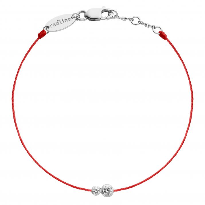 String Bracelet For Men with 0.15ct Round Diamond in White Gold Bezel Setting - Redline - 0++