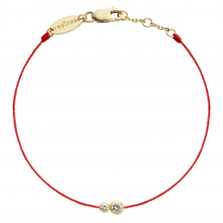 String Bracelet For Men with 0.15ct Round Diamond in Yellow Gold Bezel Setting - Redline - 0++