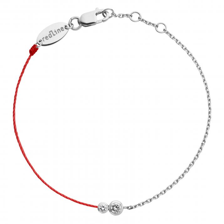 String Bracelet For Men with 0.15ct Round Diamond in White Gold Bezel Setting - Redline