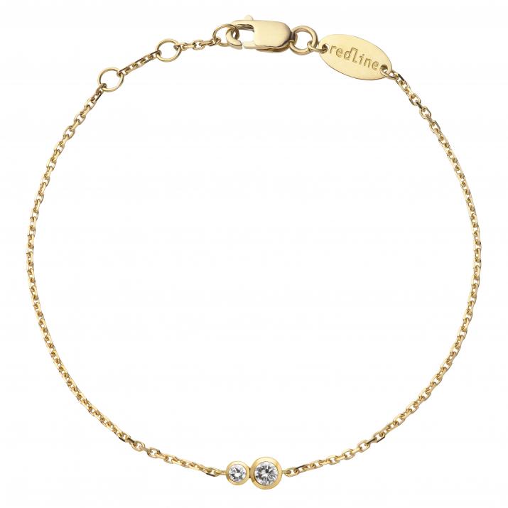 Chain Bracelet For Men with 0.15ct Round Diamond in Yellow Gold Bezel Setting - Redline - 0++