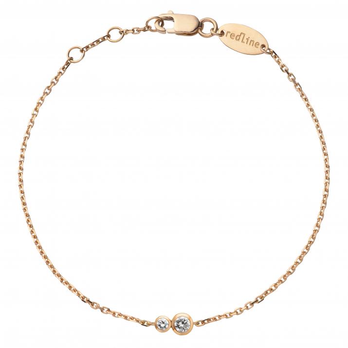 Chain Bracelet For Women with 0.15ct Round Diamond in Rose Gold Bezel Setting - Redline - 0++