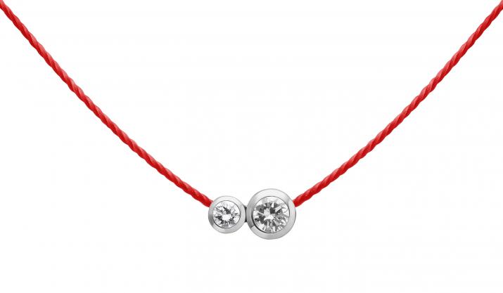 String Necklace For Women with 0.15ct Round Diamond in White Gold Bezel Setting - Redline