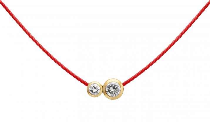 String Necklace For Women with 0.15ct Round Diamond in Yellow Gold Bezel Setting - Redline