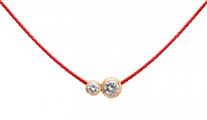 String Necklace For Women with 0.15ct Round Diamond in Rose Gold Bezel Setting - Redline