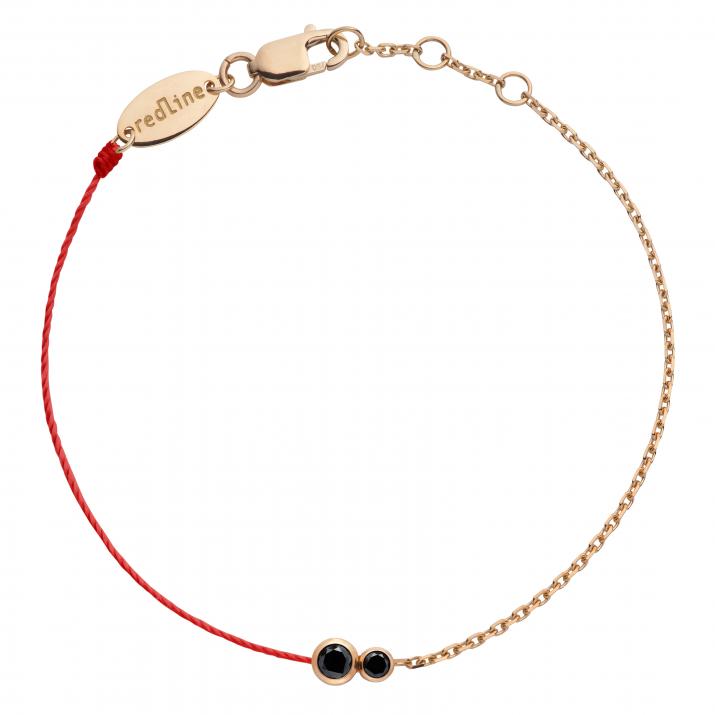String-Chain Bracelet For Women with 0.15ct Round Black Diamond in Rose Gold Bezel Setting - Redline
