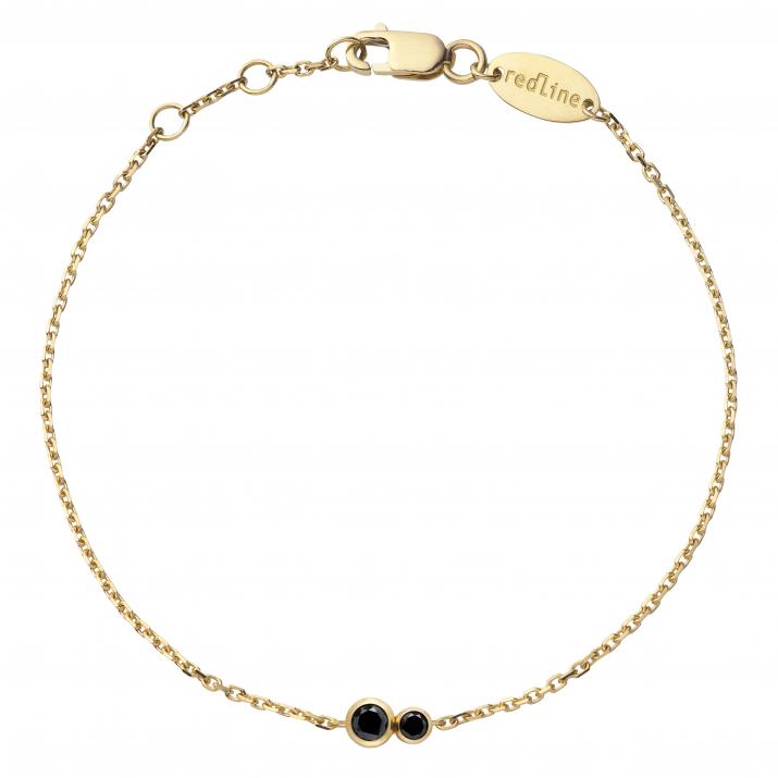 Chain Bracelet For Men with 0.15ct Round Black Diamond in Yellow Gold Bezel Setting - Redline