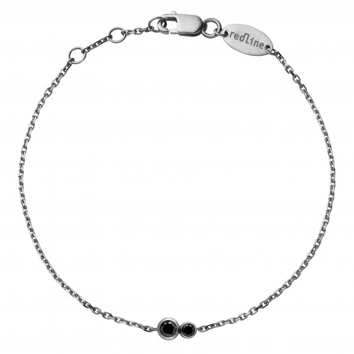 Chain Bracelet For Women with 0.15ct Round Black Diamond in Black Gold Bezel Setting - Redline
