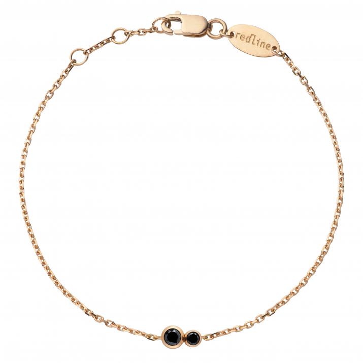 Chain Bracelet For Women with 0.15ct Round Black Diamond in Rose Gold Bezel Setting - Redline