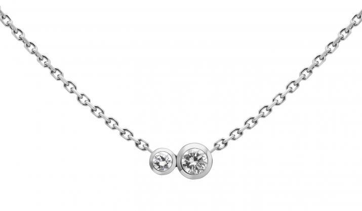 Chain Necklace For Women with 0.15ct Round Diamond in White Gold Bezel Setting - Redline - 0++