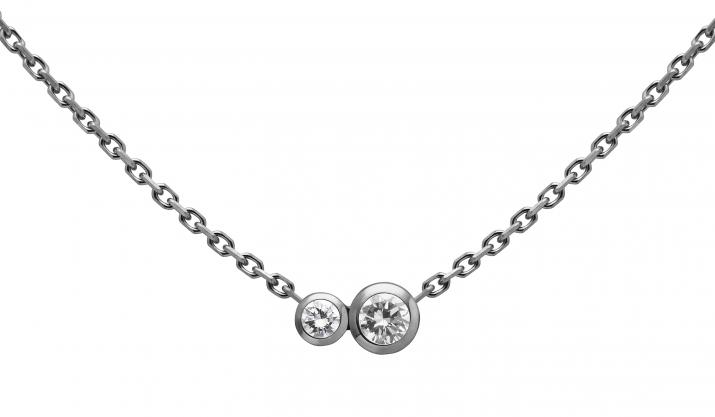 Chain Necklace For Women with 0.15ct Round Diamond in Black Gold Bezel Setting - Redline - 0++