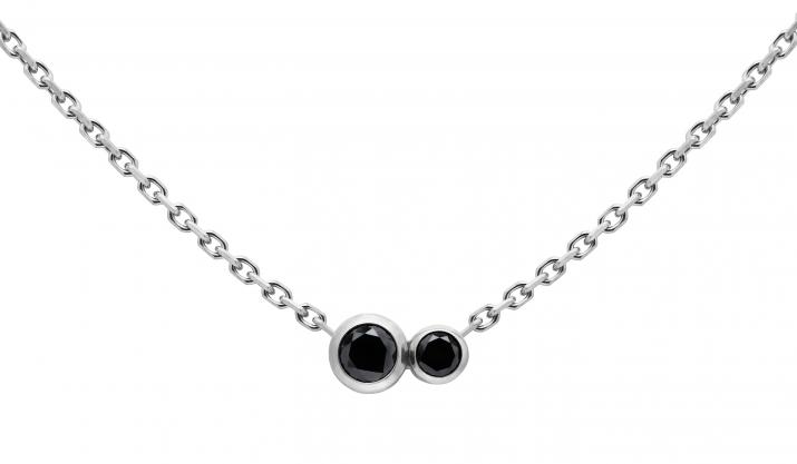 Chain Necklace For Women with 0.15ct Round Black Diamond in White Gold Bezel Setting - Redline