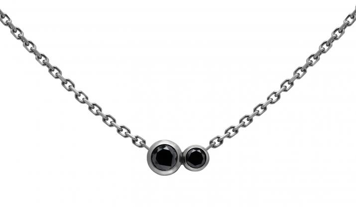 Chain Necklace For Women with 0.15ct Round Black Diamond in Black Gold Bezel Setting - Redline