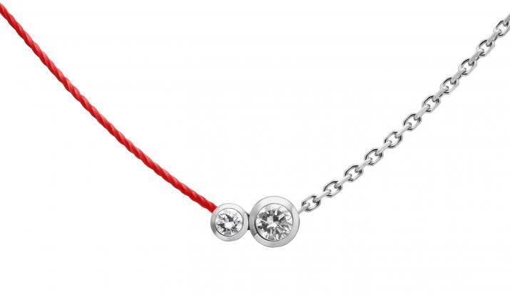 String-Chain Necklace with 0.15ct Round Diamond in White Gold Bezel Setting - Redline
