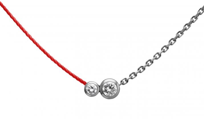 String-Chain Necklace with 0.15ct Round Diamond in Black Gold Bezel Setting - Redline