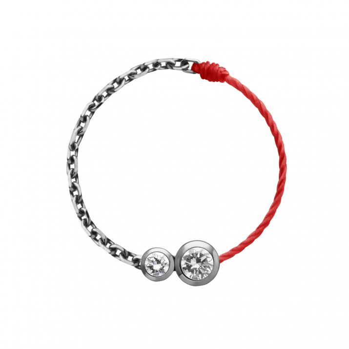 String Ring with 0.15ct Round Diamond in Black Gold Bezel Setting - Redline - 0++