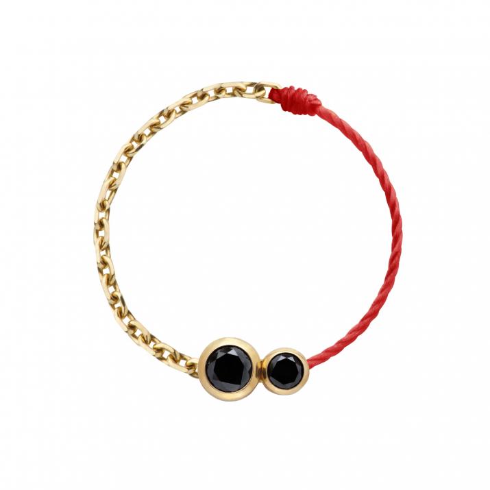 String Ring with 0.15ct Round Black Diamond in Yellow Gold Bezel Setting - Redline