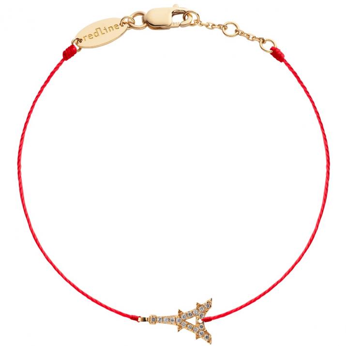 String Bracelet For Women with 0.05ct Round Diamond in Yellow Gold Pavé Setting - Redline - 0++