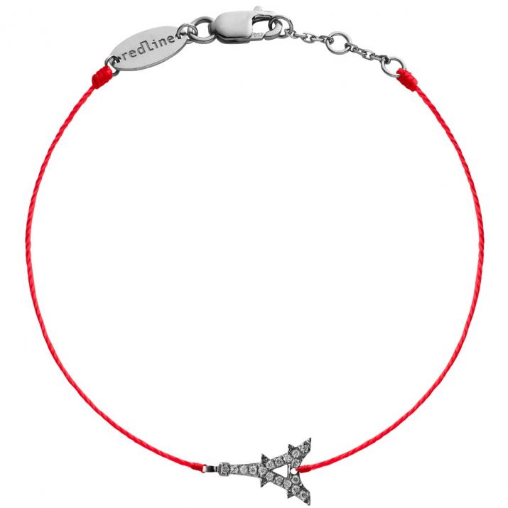 String Bracelet For Women with 0.05ct Round Diamond in Black Gold Pavé Setting - Redline - 0++