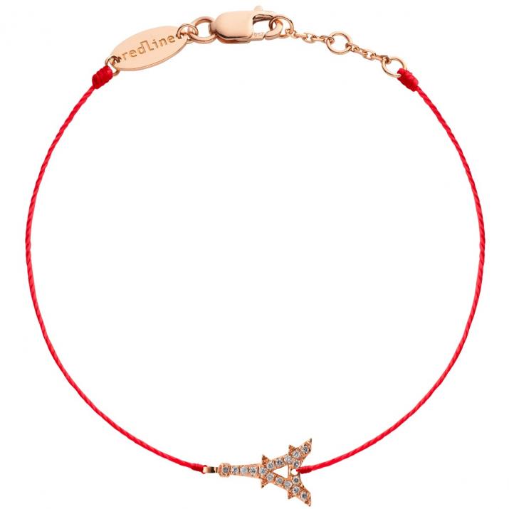 String Bracelet For Women with 0.05ct Round Diamond in Rose Gold Pavé Setting - Redline - 0++