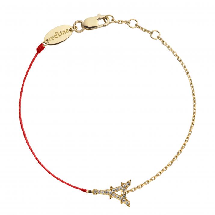 String-Chain Bracelet For Women with 0.05ct Round Diamond in Yellow Gold Pavé Setting - Redline - 0++